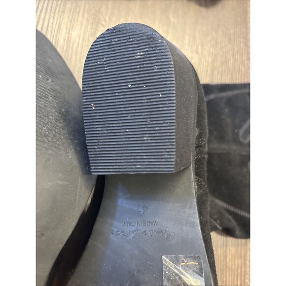 Manila Grace Black Western Suede Boots Size EU 41 US 10 Italy Zebra Interior - Picture 8 of 9